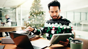 Office worker at Christmas